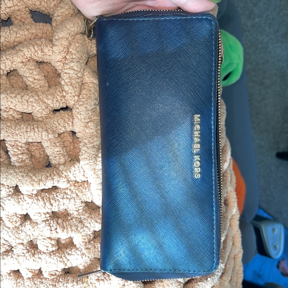 Michael Kors Navy clutch with Gold Accents